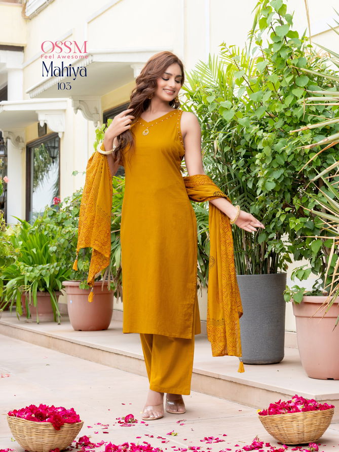 MAHIYA By Ossm Flex Cotton Printed Kurti With Bottom Dupatta Wholesale Shop In Surat